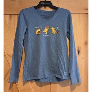 Life is Good Size XS Winnie the Pooh Life Isn't Easy Blue Crusher  Tee